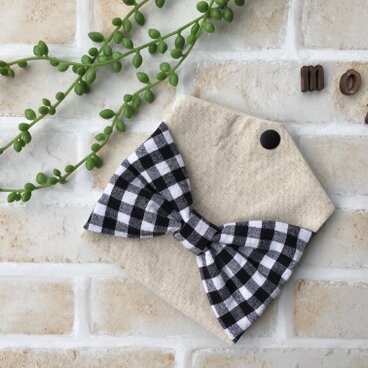 大きめリボンのマスクケース　チェック