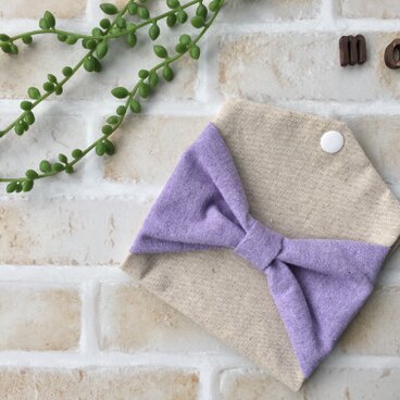 大きめリボンのマスクケース　ラベンダー