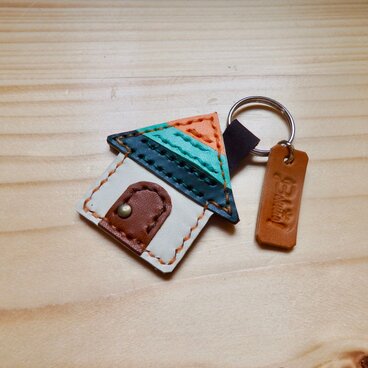 Bokuno! 本革 おうちキーホルダー / ストレートステッチver. 「ボーダーB」