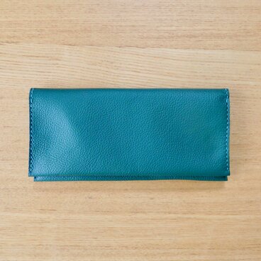 Bokuno! ペタンコ 本革 ウォレット 財布 お札入れ カード入れ「グリーン」