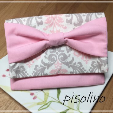 ポケットティッシュケース〜ダマスク柄 /有輪商店（YUWA）生地（gray・pink ） 〜