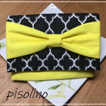 ポケットティッシュケース〜モロッカン柄 /有輪商店（YUWA）生地（black・yellow） 〜