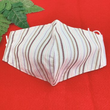 【夏マスク】冷感接触　男前マスク　紺黄縦縞