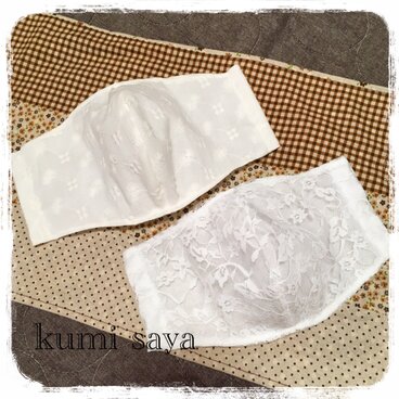 夏マスク✨高級コットンレース＆ラッセルレースマスク２枚セット