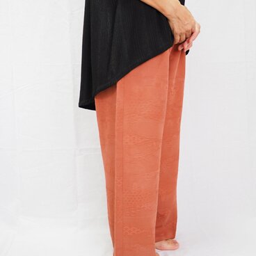 着物リメイク ワイドパンツ　テラコッタ