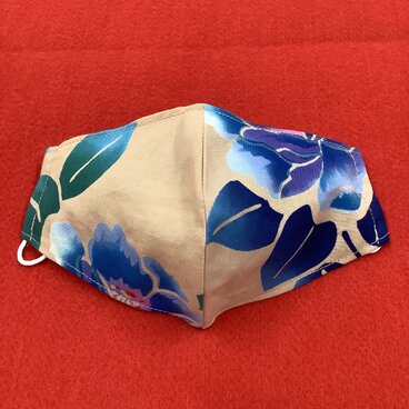 【夏マスク】冷感接触　和美人マスク　青花ベージュ