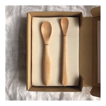 噛んじゃっても安心！手彫りのベビースプーンセット　(受注生産）