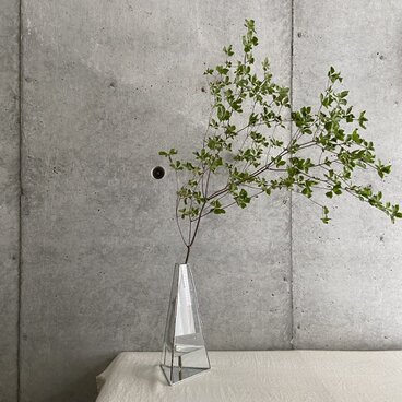 HAKUガラス製・リードディフューザー用ガラス器 / フラワーベースにも【B.クリア×シルバー】