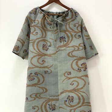 グレー銘仙のチュニックワンピース