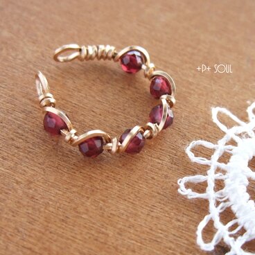 14kgf ガーネットringイヤーカフ(片耳) 【GN-480EC】