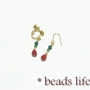 NO794◇クリスマスカラーのｲﾔﾘﾝｸﾞorﾋﾟｱｽ