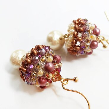 コットンパールの秋色イヤリング・ピアス