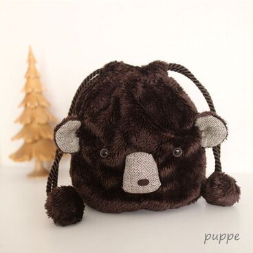 【クマーチェフのおかおシリーズ】ふわふわ巾着