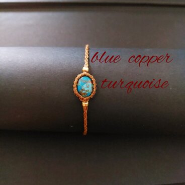 ブルーコッパーターコイズのマクラメブレスレット