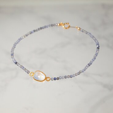 ムーンストーン×アイオライトブレスレット k14gfーSereinー