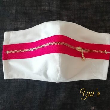 メッセージマスク（口チャック！　白×赤）