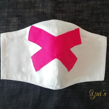 メッセージマスク（おしゃべりは控えめに！　白×赤）