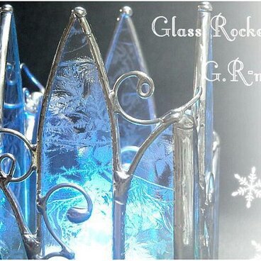 雪のお城 キャンドルホルダー ステンドグラス