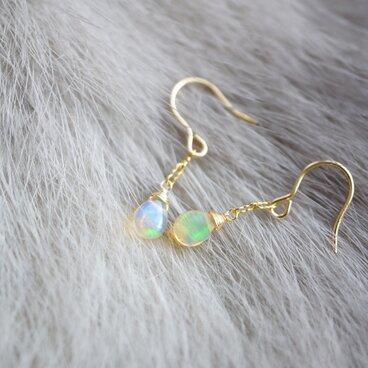 プレシャスオパールゆらりtiny-bitピアス K14GF 35