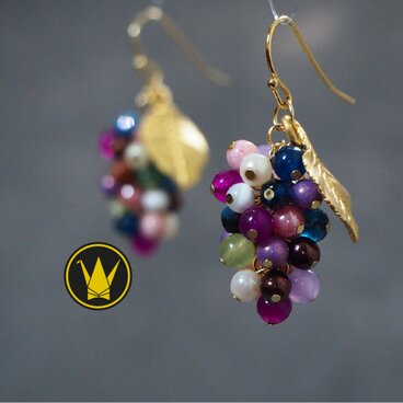 14kgf バージンThe Maiden。ある画家の名画からのインスピレーション編、葡萄ピアス、樹脂ピアス又はイヤリングに変更可