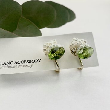 ユーカリ×パールイヤリング