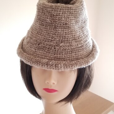 手編み中折れハットベージュ