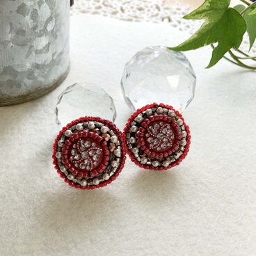 サークルイヤリング【ルナ】レッド