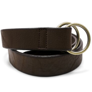 栃木レザー ダブルリング 日本製 35mm レザーベルト メンズ 本革 一枚革 ヌメ バックル ブラウン