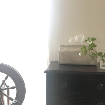 手織り　リネンとヘンプの杉綾織りのティッシュケース