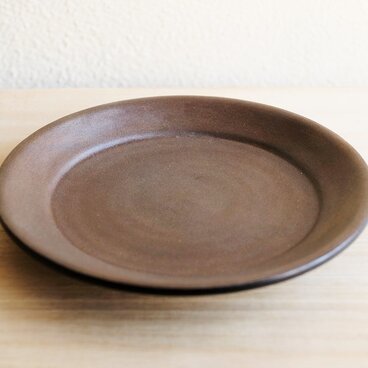 クルミ・皿　錫蒔き仕上げ