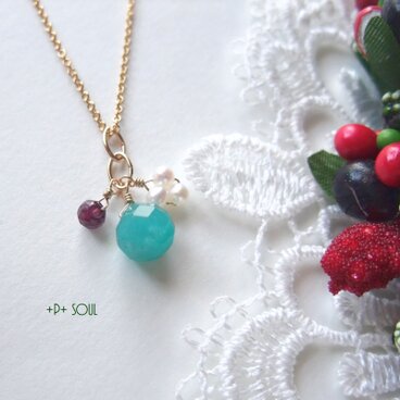 14kgf アマゾナイト木の実ネックレス-2 【AN-206N-2】