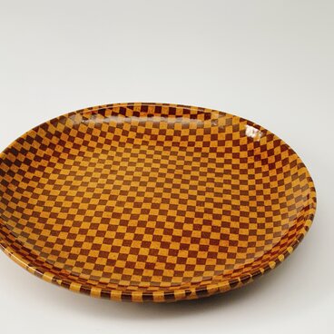 練り込み丸皿　checkered