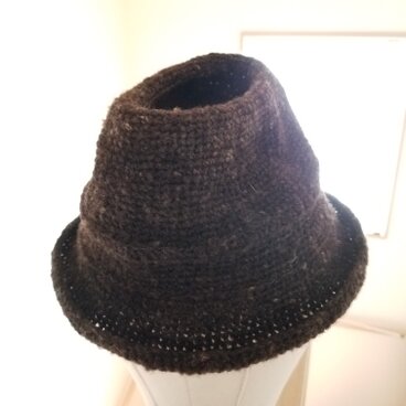 手編み中折れハット黒茶