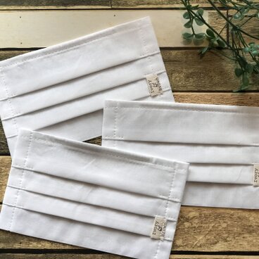 冬マスク☆おしゃれマスク☆白色☆プリーツマスク☆ハンドメイドマスク☆