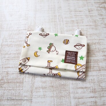 移動ポケット＊白　落書き風ロボット・ロケット・UFO　クリップ付き