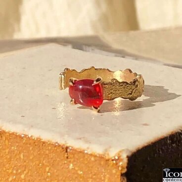 K10 アンデシン レッドアンデシン原石 リング K10YG 赤い果実 1.4ct