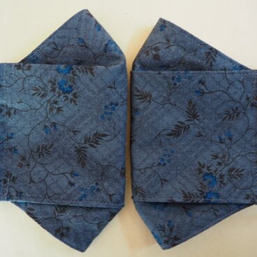 ＊立体・舟形マスク・黒深緑・花柄＊