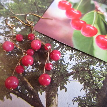 レッドジェイド Branche 14kgf ピアス