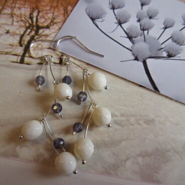 ホワイトコーラル  Branche シルバー ピアス