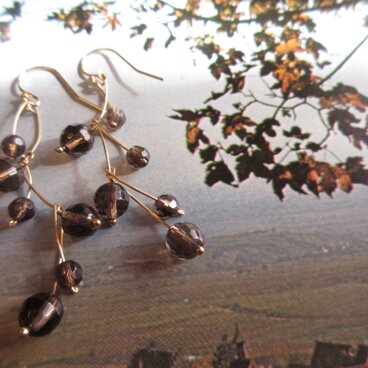 スモーキークォーツ Branche 14kgf ピアス