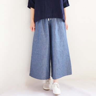 国産ダンガリーのロングガウチョ