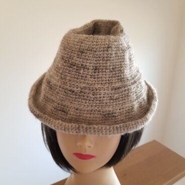 手編み中折れハットライトグレー