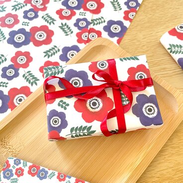 アネモネの包装紙〈10枚入〉A4サイズ ラッピング デザインペーパー ブックカバー 花柄 母の日ギフト バレンタイン お祝い 春