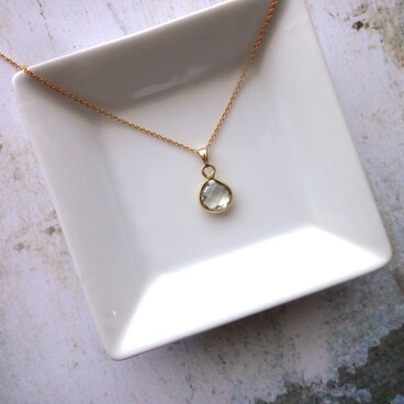 天然石のネックレス ■ マロンカット ■ グリーンアメジスト