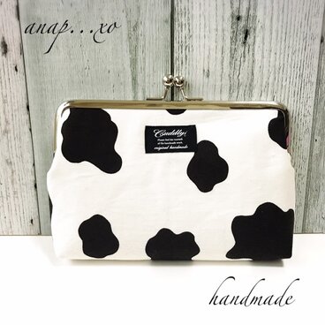 シンプル ただの うしさん がま口 ポーチ 通帳 ケース