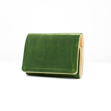 キャッシュレスウォレット グリーン イタリア製本革