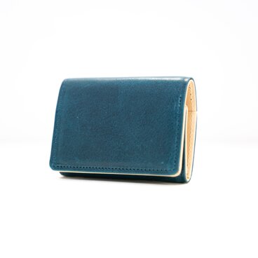 キャッシュレスウォレット ブルー イタリア製本革