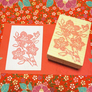 ✿早春の花はんこ〓【桃の花B】3.5×4.5㎝