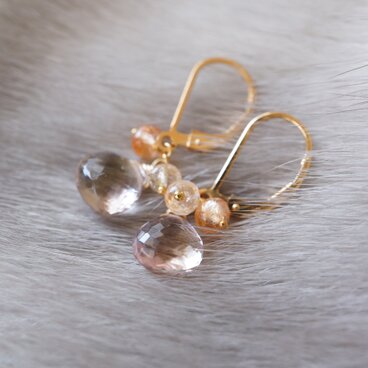 アメトリンサンストーンレバーバックピアス K14GF