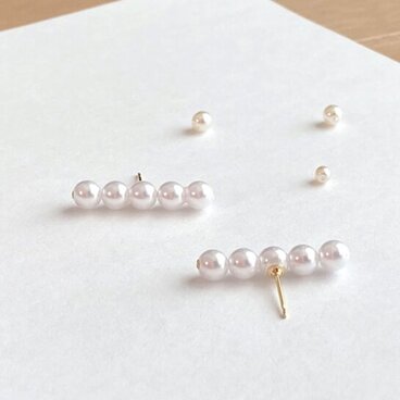 【再再々･･･販】5連パールのラインピアス
